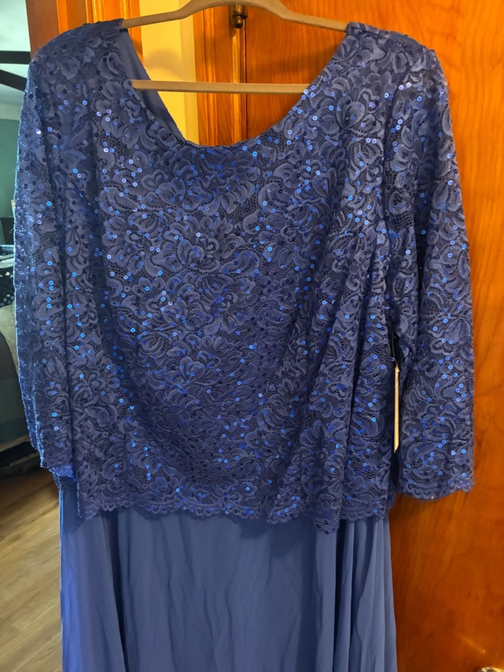 Royal Blue Lace & Sequin Maxi Dress